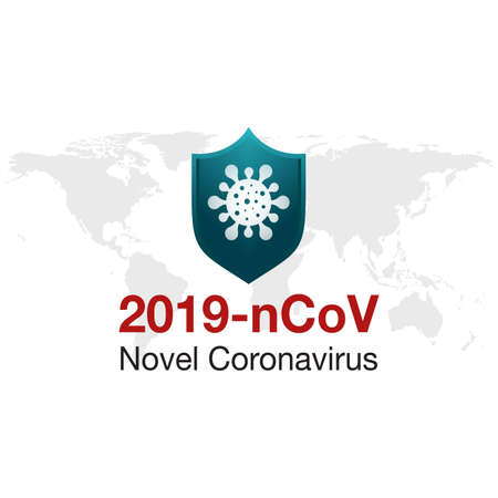 Coronavirus nCoV concept on the world map. biological hazard risk. Antivirus symbol vector illustrationのイラスト素材