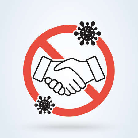 No handshake for virus prevention concept. Bacteria when shaking hands. vector illustrationのイラスト素材