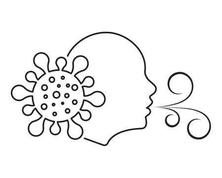 Having breath difficulties. Viral coronavirus, flu and cold symptom. Isolated vector illustrationのイラスト素材