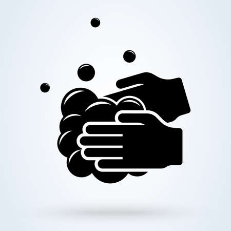Vector Illustration Of Washing Hands. Daily Personal Care. Clean hands flat iconのイラスト素材