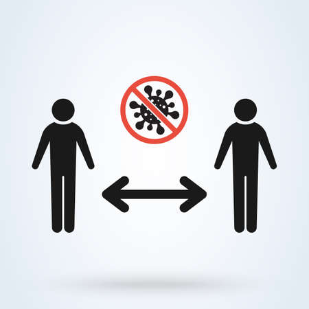 Keep distance sign. Coronavirus epidemic protective equipment. Keep the 1 meter distance. Vector illustrationのイラスト素材