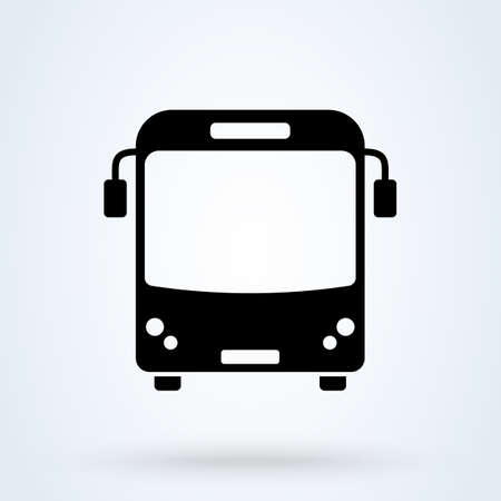 Bus transportation icon, front view. Modern flat design public transport symbol. vector illustration. 