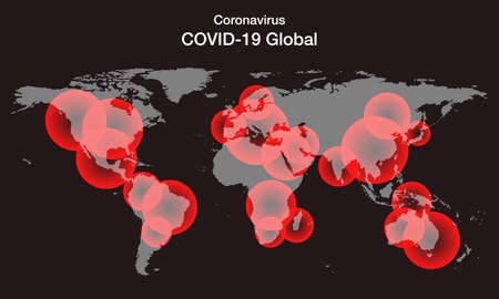 World map of the spread of Coronavirus (Covid-19).  Coronavirus disease 2020 situation worldwide...