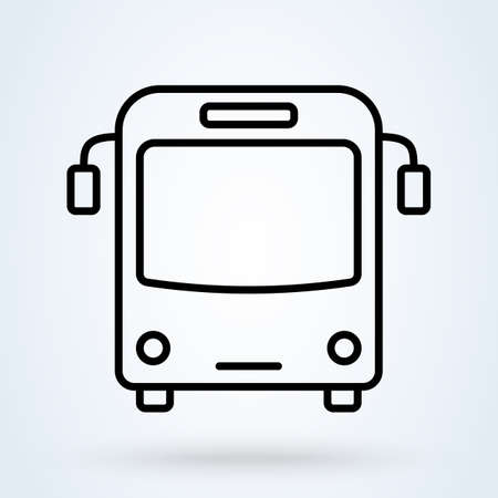 Front Bus tour transport line icon. Classic style bus. Vector illustrationのイラスト素材