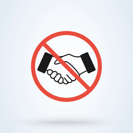 No handshake icon with red forbidden sign isolated on white background. symbol vector illustrationのイラスト素材