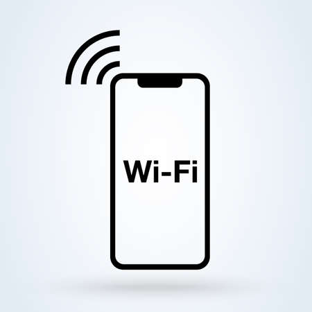 Smartphone connection. Wireless and wifi icon or sign isolated on white background. symbol vector illustrationのイラスト素材