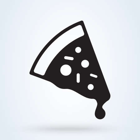 Pizza slice with melted cheese and pepperoni icon. symbol vector illustrationのイラスト素材