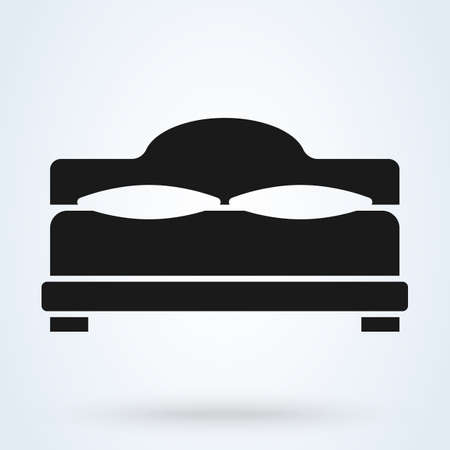 bed pillow and blanket. Double bed icon. simple vector illustrationのイラスト素材
