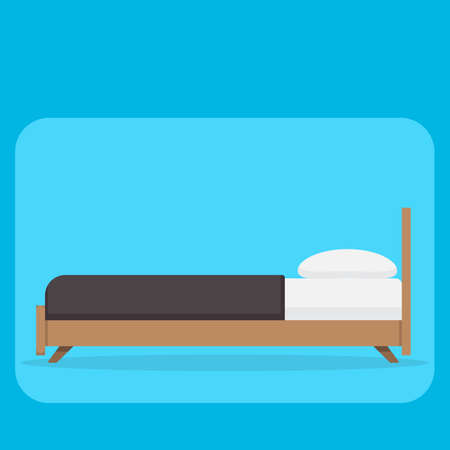 bed pillow and blanket side view. Flat duvet simple vector illustrationのイラスト素材