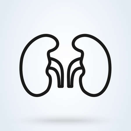 Simple kidneys line icon. Human urinary bladder system. Vector illustrationのイラスト素材