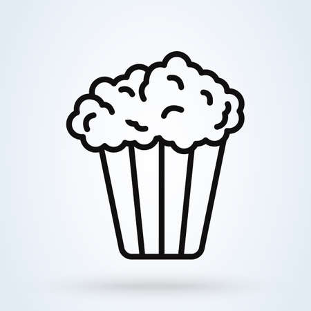 Popcorn and corn box. Line style icon symbol. vector illustration on white backgroundのイラスト素材