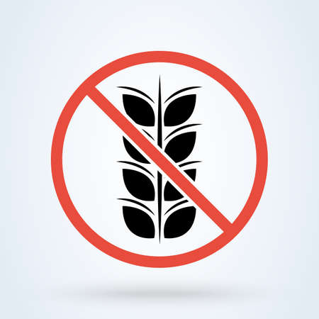 No wheat sign , Gluten Free. vector illustration on white backgroundのイラスト素材