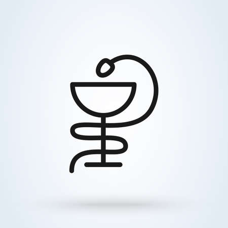 Snake with cup pharmaceutical vector sign isolated on white backgroundのイラスト素材