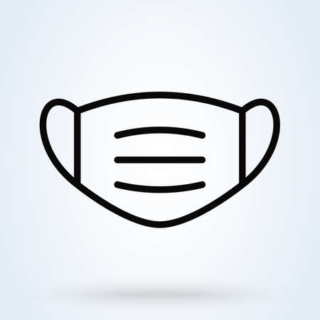 Medical mask icon symbol vector. Dentist mask linear vectorのイラスト素材