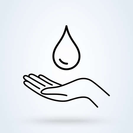 Wash, washing hands to keep clean line art vector iconのイラスト素材