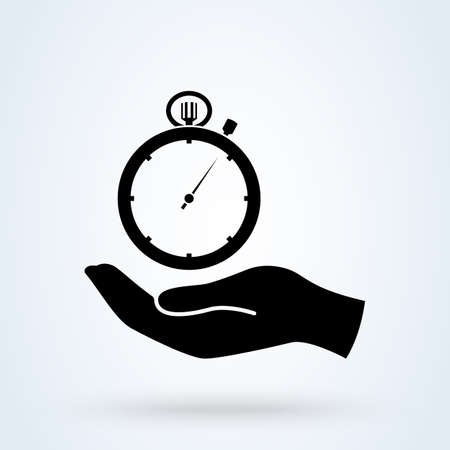 Hand hold time. Time management icon. Time control, planning or management concept. vector...