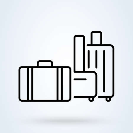 Baggage, luggage line icon, outline vector sign, linear style pictogram isolated on white. Symbol,   illustrationのイラスト素材