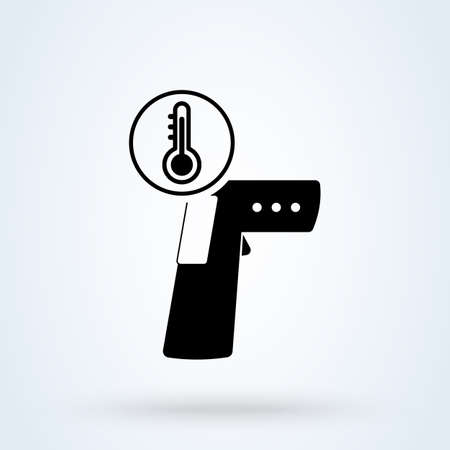 Contactless Infrared Thermometer icon in flat style isolated on white background shows the heat temperature. Vector illustration.のイラスト素材