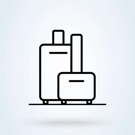 Baggage, luggage line icon, outline vector sign, linear style pictogram isolated on white. Symbol,   illustrationのイラスト素材