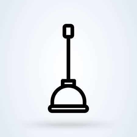 Rubber plunger for pipe cleaning icon line. linear style sign for mobile concept and web design. Plumbing plunger outline vector icon. Symbol, logo illustration.のイラスト素材
