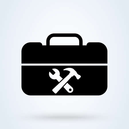 Toolbox with instruments inside. Workman's toolkit. Workbox in icon style. Vector illustrationのイラスト素材