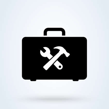Toolbox with instruments inside. Workman's toolkit. Workbox in icon style. Vector illustrationのイラスト素材