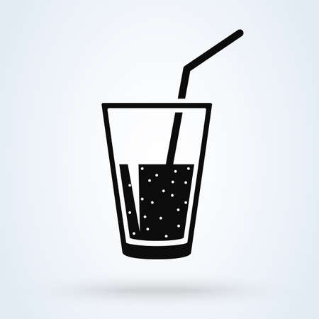 water glass straw. vector Simple modern icon design illustration.のイラスト素材