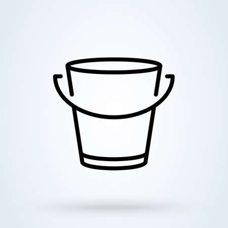 Bucket icon flat. Black pictogram on white background. vector Simple modern icon design illustration.のイラスト素材