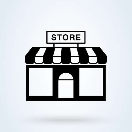 Store striped awning and Shop, Store building vector illustration. icon store symbol Trendy.のイラスト素材