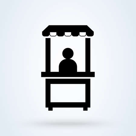 Promotion stand vector icon, exhibition symbol. Modern for website and mobile application. The flat icon stood isolated on the promotional white background. Simple modern icon design illustration.のイラスト素材