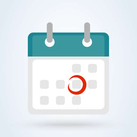 Calendar or date sign icon or logo. Mark the date, holiday, important day concept. Date and time, Flat Design vector illustration.のイラスト素材
