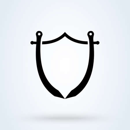 Shield Sword Guardian sign icon. shield and sword concept. Classic sword and shield vector illustration.のイラスト素材
