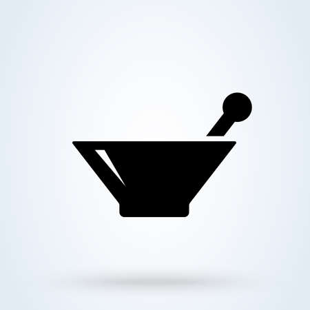 Pharmacy, pestle and mortar icon or logo. Mortar Pestle concept. pharmacy vector illustration.のイラスト素材