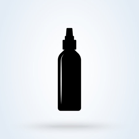 Bottle alcohol spraying Anti-Bacterial Sanitizer, Sanitizer to prevent colds, virus, Coronavirus, flu. Flat icon design infection control concept.Vector Simple modern icon design illustration.のイラスト素材