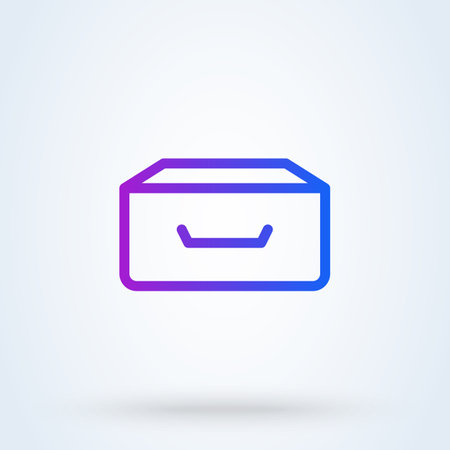 Archive Storage sign line icon or logo. File Cabinet concept. Document Archive Storage vector linear illustration.のイラスト素材