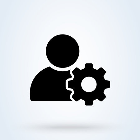 User Management sign icon or logo. account settings concept. User Settings Gear illustration.のイラスト素材