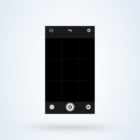 Mobile camera app screen template. Mobile phone with camera interface Vector illustrationのイラスト素材