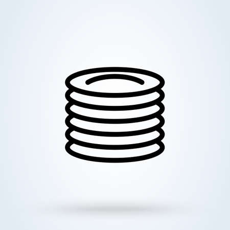 Plates line sign icon Plate of food concept. Restaurant plates linear app vector illustration.のイラスト素材