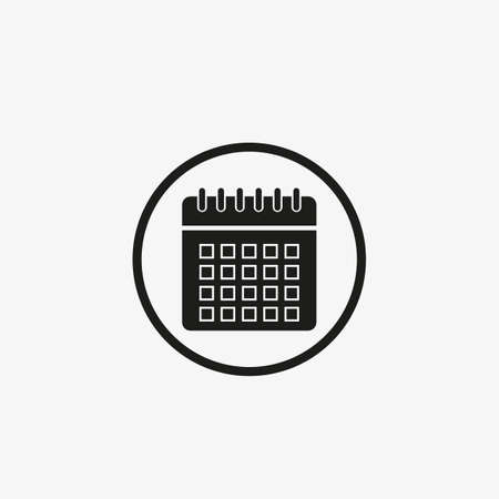 Calendar flat of black color. Vector Calendar, schedule icon on white backgroundのイラスト素材