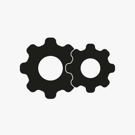 Gear Settings of black color. Vector innovation gears icon on white backgroundのイラスト素材
