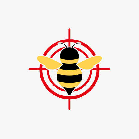 Asian giant hornet or bee icon red target. Anti wasp vector. red prohibiting targetの素材 [FY310169861924]