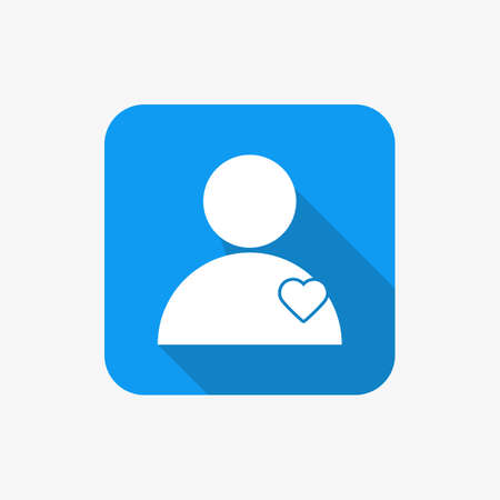 User with heart icon. Following user, favorite profile symbol for web and mobile UI design.のイラスト素材