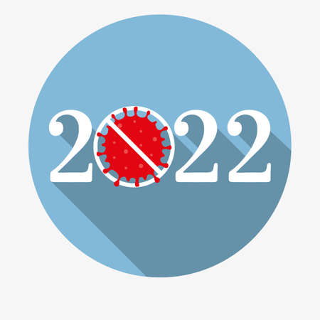 End of Coronavirus in 2022 concept icon. Stop Covid-19 pandemic.のイラスト素材