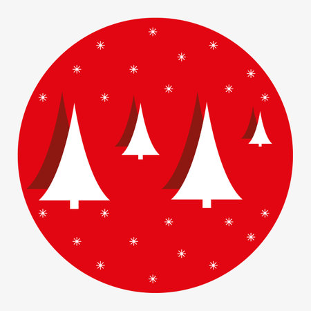 Christmas trees with snowflakes, vector illustration. Christmas concept icon.のイラスト素材