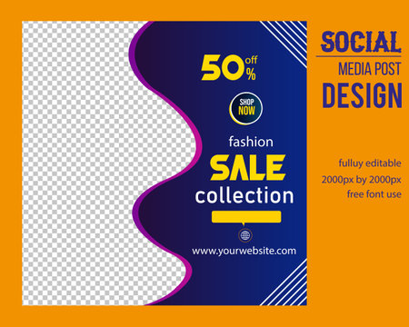 Modern fashion social media post templateのイラスト素材