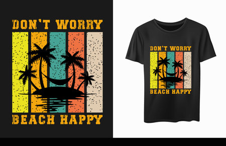 Beach happy t shirt designのイラスト素材