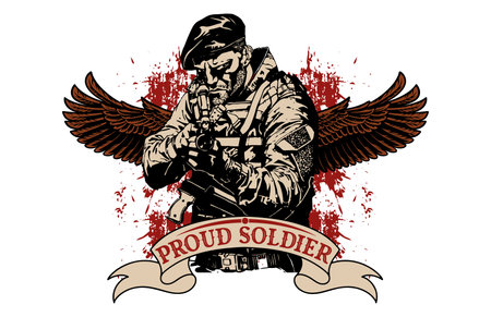 Proud soldier t shirt designのイラスト素材