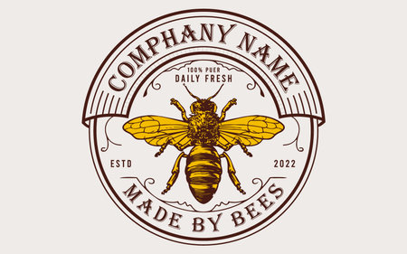 Bee vintage logo design artのイラスト素材