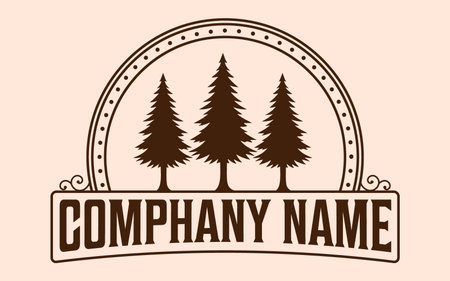 Pine tree vintage logo design vectorのイラスト素材