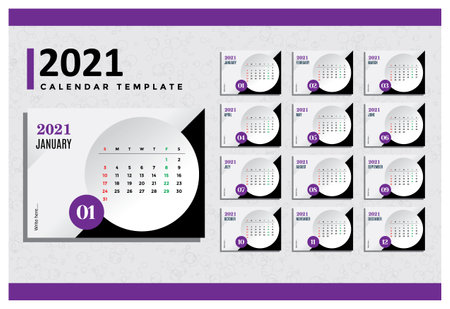 Professional 2021 calendar design template. Use for printing and moreのイラスト素材